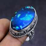 Blue Triplet Opal Gemstone 925 Sterling Silver gift Jewelry Ring Size 8.5 y5k51