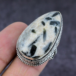 Black Seraphinite Gemstone Handmade 925 Sterling Silver Jewelry Ring S. 10 d6y10