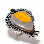 Natural Bumblebee Jasper,Onyx Gemstone 925 Sterling Silver Ring Size 10 v4n21