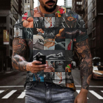 1960. aastate koomiksimustriga T-s&auml;rgid Meeste Muusika Suvised T-s&auml;rgid Meeste T&auml;navar&otilde;ivad 3D Prindiga T-s&auml;rk Moodne kaelusega l&uuml;hikeste varrukatega topid 6XL