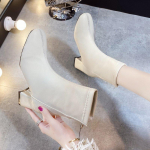 Martini saapad Naiste kevad-s&uuml;gis Uued Keskmise kontsaga Naiste saapad Mood Ruudukujulise ninaga Tagumise lukuga Keskmise s&auml;&auml;rega Slim saapad 40 beež