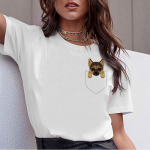 Taks Mops Teckel Naljakas T-s&auml;rk naiste Harajuku Armas prantsuse buldog Frances saksa lambakoera T-Shi S valge