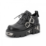 New Rock pahklu saapad Naistele Gooti T&auml;nav Paks Konts 6CM Platvorm Mootorratta L&uuml;hikesed Saapad Naissoost Punk Talvesaapad Naisele 36