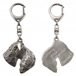 Kerry Blue Terrier, Irish Blue Terrier - Silver-plated key ring with a dog in a gift box, handbag decoration, backpack pendant by Art-Dog brand