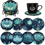 8 t&uuml;kki/komplekt teemantv&auml;rviga lootosemustriga alusaluseid koos sulgudega DIY rannaalused algajatele ja t&auml;iskasvanutele, kunsti- ja k&auml;sit&ouml;&ouml;tarbed kingitused 8PCS/Set