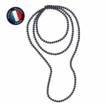 PERLINEA - Sautoir - Perle de Culture d'Eau Douce AAA+ - Semi-Ronde 7-8 mm - Noire - 160 cm - Bijoux Femme