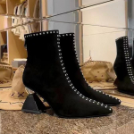 Suede pahkluusaapad Naistele Paks Tald Moodsad K&otilde;rged Kontsad Kingad Talv Uus Trend Elegantne Terava Ninaga Kingad Naine L&uuml;hikesed Botas Mujer 35