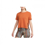 Nike Yoga Dri-FIT &Uuml;hev&auml;rviline K&uuml;ljelt L&otilde;hikestega &Uuml;mmarguse Kaelusega Spordimoe L&uuml;hikeste Varrukatega T-s&auml;rk Naistele Oranž DM7026-246 XS