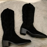 Moodsad naiste kauboisaapad Moodsad ruudukujulised madala kontsaga naiste elegantsed pikad papud Talvised terava ninaga naiste jalatsid 35 must