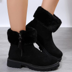 Women Ankle Warm Snow Boots Fur Flats Platform Shoes Winter New Suede Short Plush Cotton Shoes Fashion Brand Casual Mujer Botas 36 valge