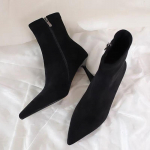 Naiste seemisnahast k&otilde;rge kontsaga pahkluuni ulatuvad Chelsea saapad Seksikad terava ninaga kingad Talv 2024 Mood Uus trend Jalatsid Goth Chaussures Femme 35 must