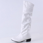 Mood Suur Suurus Mood P&otilde;lvek&otilde;rgused Naiste Saapad Talv Terava Ninaga Naiste Pikad Saapad PU Nahk Kumm K&otilde;rge Kontsaga Saapad 5 valge