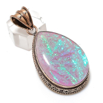 Natural Pink Triplet Opal Gemstone Handmade Copper Jewelry Pendant 2.25 r7y10