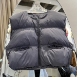 Talv 2024 Uus sulejope Naiste vest L&uuml;hike &uuml;mmarguse kaelusega Paksenenud lahtine vest Valge pardi sulejope One size hall v&auml;rv