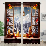 2 tk elegantset puidust ukseprindiga kardinat varda taskuga disainiga elutoa, magamistoa, k&ouml;&ouml;gi ja kohviku akna kaunistamiseks Pehmendab vaateid 100W130H(CM)40x51in&rod pocket