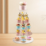 Akr&uuml;&uuml;list koogikestealus P&auml;rastl&otilde;unatee esitlus puuviljade magustoidu mitmekorruseline kondiitritoodete torn 3 Tier