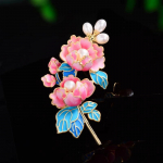 Temperament Guochao Pojeng Pross Kvaliteetne naiste uus Hiina emailiga v&auml;rvi pross Niche Design Sense Pin koos tarvikutega