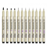 12 tk joonistuspliiatsid Micro Fineline Art pliiatsikomplekt veekindel pigmenttindiga sile nailonist otsikuga m&auml;&auml;rdumiskindlad kunstniku pliiatsid 12pcs