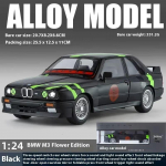 1:24 BMW M3 sulamist survevalatud automudeli heli ja valguse sisekollektsioon Hobikaunistus Retrosimulatsioon Automudel Trendikas m&auml;ngukaunistused Poistele kingitus must