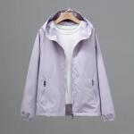 Naiste kevadine ja s&uuml;gisene suur &otilde;ue, &uuml;hev&auml;rviline kapuutsiga lukuga jope, vaba vabaaja tuulejope 3XL