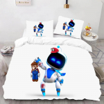 Astro Bot Armas multikas Voodipesukomplekt Tekikomplekt &Uuml;hekohaline Kahekohaline Voodi King Size Voodikomplekt T&auml;iskasvanud poisid Magamistuba Tekikott Padjap&uuml;&uuml;r 150X200cm-3pcs