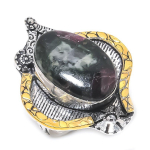 Eudialyte Handmade 925 Sterling Silver Two Tone Gift Ring Size 7 a9s99
