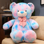Kvaliteetne hiiglaslik Ameerika karu plush-nukk pehmete loomade v&auml;rviline kaisukaru t&auml;idisega m&auml;nguasjad lastele valentinip&auml;eva armastaja s&uuml;nnip&auml;evakingitus 60cm sinine
