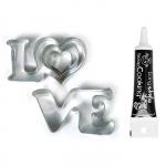 Emporte-pi&egrave;ces en inox Love + Stylo de gla&ccedil;age noir