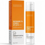 DERMATOUCH Niacinamide 2% Vitamin C Sunscreen for glowing skin | SPF 50+ PA ++++ | Quick Absorbing | Zero White Cast | 50g