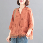 Retro puuvillane linane s&auml;rk Naiste kirjandusliku tikandiga s&auml;rgid Patchwork Hem Organza &otilde;huke pluus top M punane