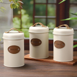 3 tk &otilde;hukindlat k&ouml;&ouml;gianumakomplekti Kohvikonteiner, Maal&auml;hedased Dekoorid Tee- ja Suhkruanum valge