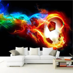 Lahe V&auml;rviline Leegiga Jalgpall 3D Foto Seinamaal Elutuba Magamistuba Disain Tapeet 200 cm(W) x 140 cm(H)
