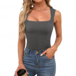 Naiste Suvine Vest Ruudukujulise Kraega Laiade &Otilde;lapaeltega Varrukateta Maika &Uuml;hev&auml;rviline Slim Fit Soonikkoes Camisole S valge