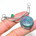 Ruby in Fuchsite, Diopside Ethnic 925 Sterling Silver Jewelry Pendant 2.60 q2r53