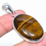 Natural Tiger Eye Gemstone Handmade 925 Sterling Silver Pendant 2.13 r2h31