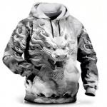 Meeste Dragon kapuutsiga dressipluus 3D prinditud mustriga 3D kapuutsiga visuaalse efektiga pulloverid S