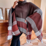 Naiste mood temperament vabaaja kerge luksuslik ruuduline Fringe kampsun M kohv