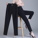 Elegantsed k&otilde;rge v&ouml;&ouml;kohaga elastsed haaremip&uuml;ksid naistele pendeldamine vabaaja Capri p&uuml;ksid mood &uuml;hev&auml;rvilised taskud p&uuml;ksid 4XL XL must