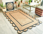 Džuudist vaip vaip Ristk&uuml;lik 100% Looduslik Kiud Vaip K&auml;sitsi Valmistatud K&auml;sitsi Kootud Vaip K&auml;sitsi Valmistatud 60 cm x 150 cm (2x5feet) beež/must