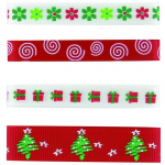 Rubans de No&euml;l - M&Eacute;GACR&Eacute;A DIY - 90 cm - 4 pi&egrave;ces - Rouge, Beige, Vert - Textile
