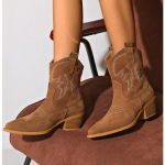 Naturaalsed Tikitud Naiste Saapad Nahast K&auml;sit&ouml;&ouml; Terava Ninaga Kiilkontsaga S&uuml;gis Talve Saapad Cowboy Uus L&auml;&auml;ne Retro Botas 36 pruun