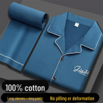 100% puhas puuvillane meeste pikavarrukaline pidžaama - lai l&otilde;ige, suuremad suurused, kevad/s&uuml;gis koduriietus igas vanuses. 5XL (230-280 kg)