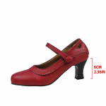 Moodsad Retro Rohelised Nahast Mary Jane Kingad Naistele Vintage Volangidega Disain L&otilde;ikega Kleit Zapatos Daamide Br&auml;ndi Disain Derby Kingad Suur Suurus 35 punane