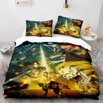 Anime Attack On Titan Kodu tekstiilid Tr&uuml;kitud Voodipesu Komplekt Tekikott Padjap&uuml;&uuml;r Voodipesu Komplekt Linane LinuKate Tekikate Kuninganna Kuningas Suurus 70x133cm 2pcs black