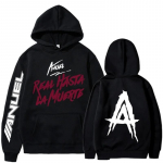 S&uuml;gisene fliisist meeste kapuutsiga dressipluusid Anuel AA Real Hasta La Muerte tr&uuml;kiga dressipluusid streetwear r&auml;ppar l&otilde;dvad pulloverid vabaaja kapuutsiga topid XL