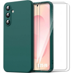 Coque Souple - BOOLING - pour Samsung Galaxy S25 FE - Silicone Slim - 2 Verres Tremp&eacute;s - Vert Nuit roheline