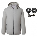 Jahutav jakk USB-ventilaatoriga 3 kiirust Meeste pikkade varrukatega kapuutsiga kliimaseadmega jakk Riided Streetwear M helehall v&auml;rv