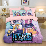 K-Pop Voodipesu Komplekt Demon Hunters Teemaline roosa v&otilde;i must teine k&uuml;lg Prindiga Pol&uuml;ester &Uuml;li&otilde;pilaste Korteri Tekikate Poistele T&uuml;drukutele Kingitus 240x220cm