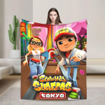 Subway Surfers m&auml;ng Jake Tekid Pehme Mugav Pl&uuml;&uuml;sist Visketekk Diivani Tooli Diivani Voodi jaoks Flanell Voodikate Voodikate 76x102cm