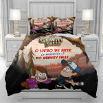 Gravity Falls 3D Tekikott mehed naised/Lapsed KID Tr&uuml;kitud One Piece multifilm Voodipesu komplekt Tekk Voodi Pehme 135x200cm 3pcs gray